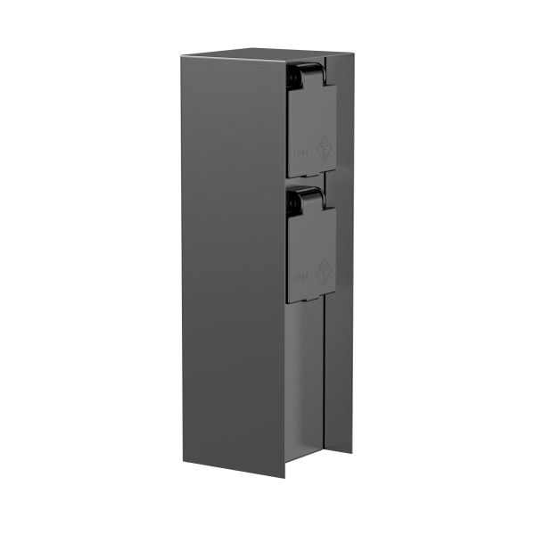 Garten-Steckdosen-Säule POMI für außen, IP44, 2-fach, eckig, 23cm (Farbe wählbar) Nur für heute