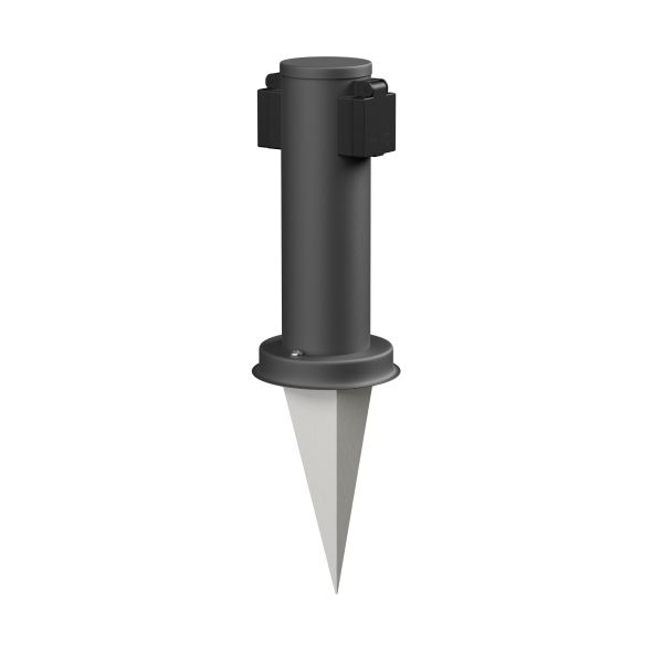 Garten-Steckdosen-Säule PORU mit Erdspieß für außen, 2-Fach, Edelstahl, rund, 27cm (Farbe, Mit Kabel wählbar) 2025
