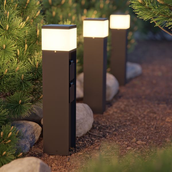 Pollerleuchte POMI für außen, Smart Home, 2 Steckdosen (Farbe, Leuchtmittel wählbar) (Farbe, Leuchtmittel wählbar) Angebote