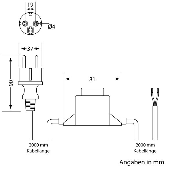 10W LED Trafo-Netzteil/Transformator 2-adrig, Stecker, 12V AC, schwarz, IP44 Vatertagsangebot