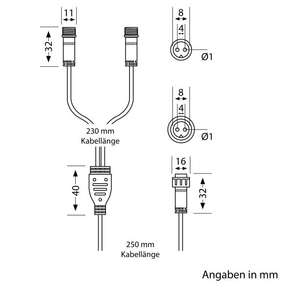 2-fach Verteiler für Stecksystem DOP (IP44), 0,5m, schwarz Neueste Mode