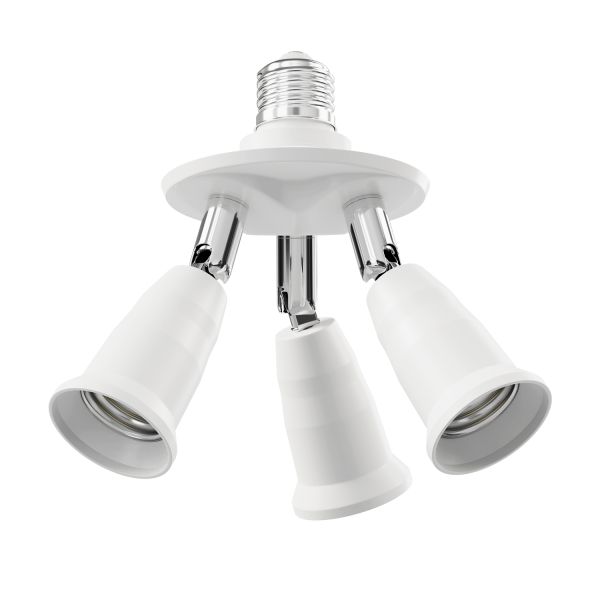 E27 Sockel, 3-fach Splitter-Adapter, weiß Exklusive Angebote