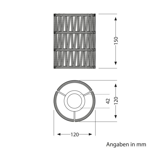 Handgefertigter Boho-Seil-Lampenschirm, natur-beige, 120mm Ø Super Sparpreis