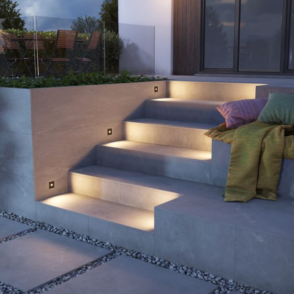 LED Treppenlicht / Wandeinbauleuchte FOW für innen und außen, Downlight, eckig, 85 x 85mm (Farbe, Lichtfarbe wählbar) Bis zu 60% Rabatt
