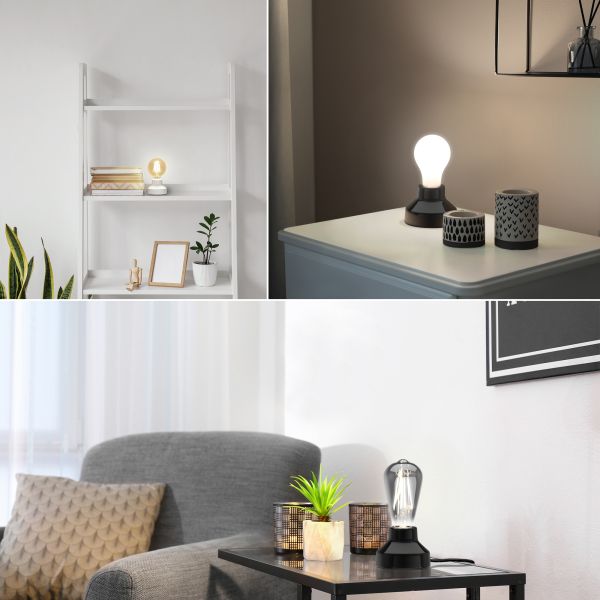 E27 Porzellan Tischlampe TIX rund mit Stecker und Schalter (Farbe, Leuchtmittel wählbar) 50% Rabatt für begrenzte Zeit