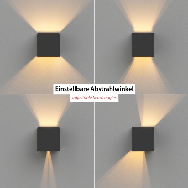 Wandleuchte CUBEL, Dämmerungssensor, Bewegungsmelder für außen, IP65, Up & Downlight (Farbe, Leuchtmittel wählbar) Rabatte dieses Monats