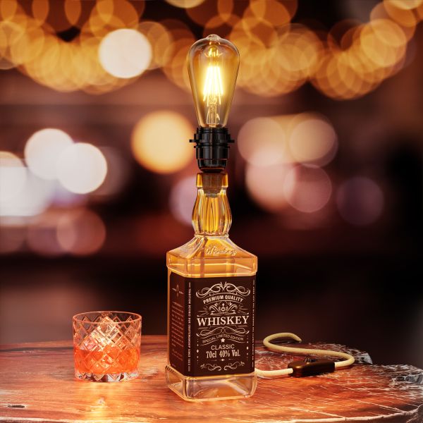 Tischlampe FLAKO, Schalter, Bakelit, Stoff, ohne Flasche, ohne Leuchtmittel (Farbe wählbar) 2025