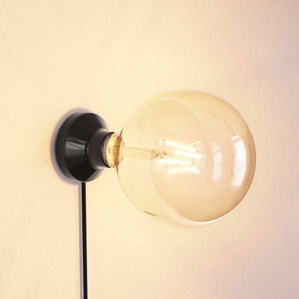 Wandleuchte / Lampenfassung ELEKTRA, Stecker, Schalter, Porzellan, rund (Farbe, Leuchtmittel wählbar) Meist gekauft