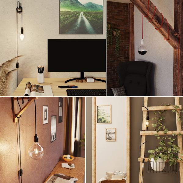 3m Textilkabel LEHA II mit Stecker, Schalter, 3m (Farbe, Leuchtmittel wählbar) Großer Ausverkauf
