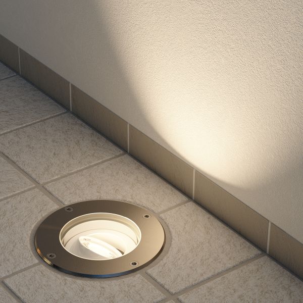 Bodeneinbaustrahler BOFU für außen schwenkbar Edelstahl rund IP67 150mm Ø (Farbe, Leuchtmittel wählbar) Top Angebot