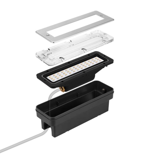 LED Treppenlicht/Wandeinbauleuchte für innen und außen, eckig, edelstahl, 198 x 61mm, 2,2 W, 248lm, warmweiß JETZT KAUFEN
