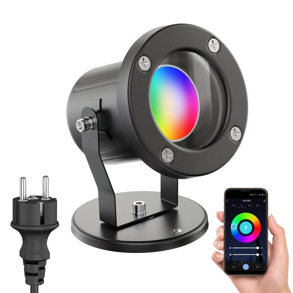 Außen-Strahler Fluter MIBU für außen, Edelstahl, inkl. Smart Home RGBW GU10 LED Lampe, 5,41W, 473lm (Farbe wählbar) Neueste Stile