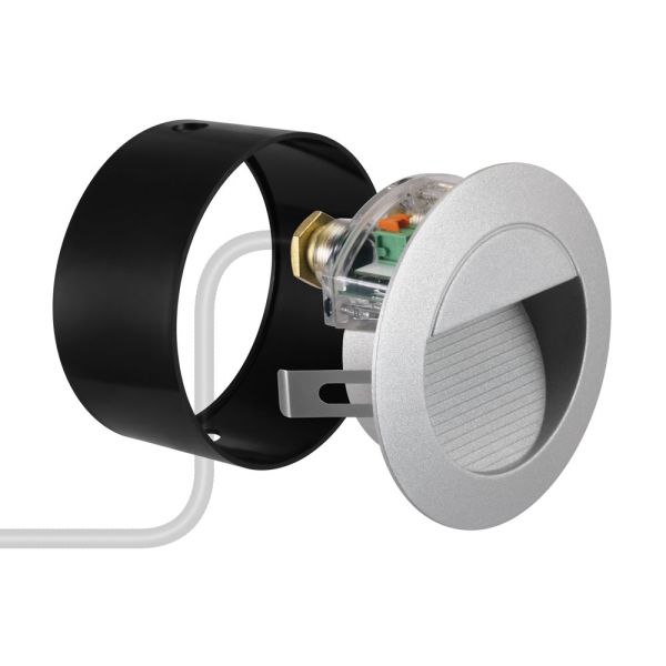 LED Treppenlicht/Wandeinbauleuchte für innen und außen, Downlight, rund, grau, 125mm Ø, warmweiß Letzter Tag