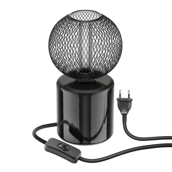 Tischlampe TIPO Porzellan, Stecker, Schalter, schwarz, inkl. E27 LED, G120, extra warmweiß, 4W, 220lm Sonderangebot