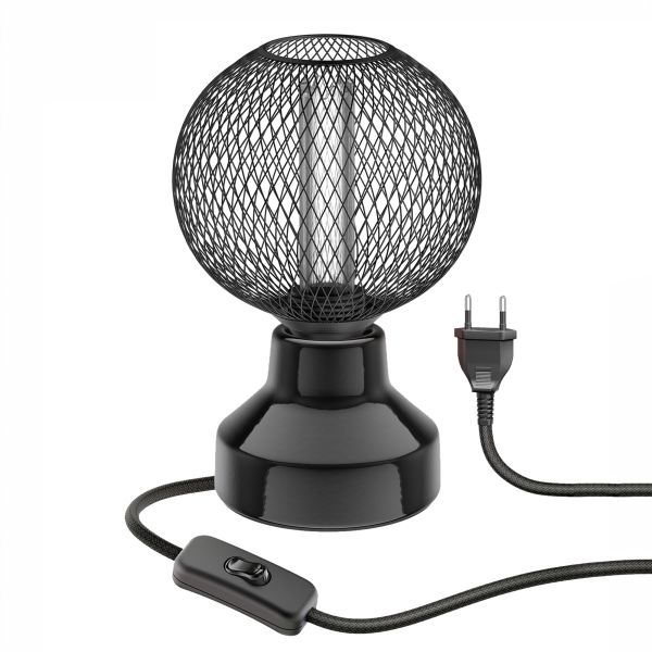 Porzellan Tischlampe TIX, Stecker, Schalter, schwarz, inkl. E27 LED, G120, extra warmweiß, 4W, 220lm Rabatt