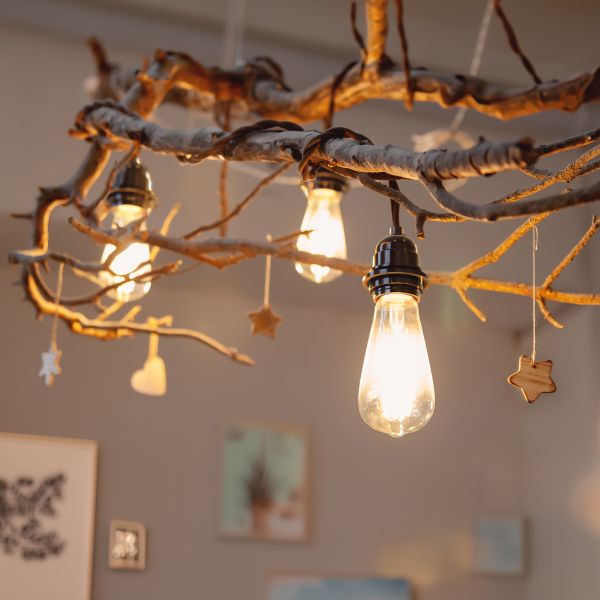 Hanf-Kabel / Textilkabel LEKA, Stecker, Schalter, beige , 8 m, Lampen-Fassung, 3x E27 max. 60W Großer Ausverkauf
