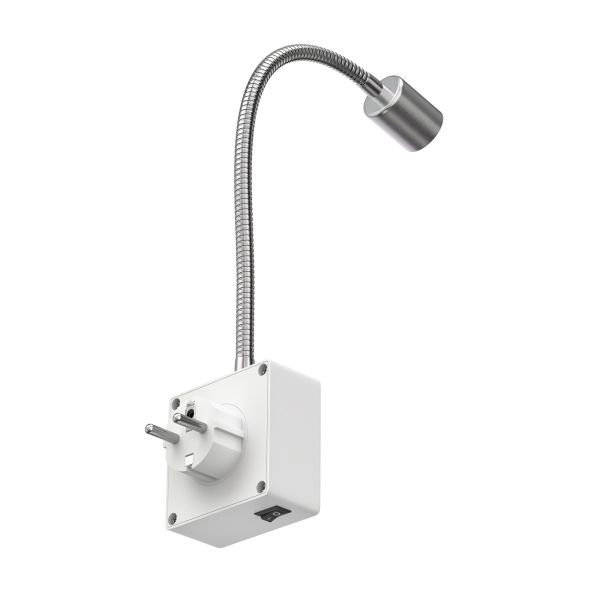 Steckdosenlampe LESCH Leselampe, chrom/weiß inkl. Smart Home GU10 LED Lampe 5,5W, 473lm Begrenztes Angebot