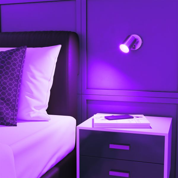 Wandspot WAIKA, einflammig, mit Schalter, GU10, chrom matt, inkl. Smart Home RGBW GU10 LED Lampe, 5,41W, 473lm Valentinstagsangebot