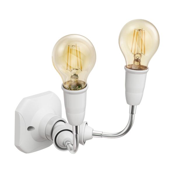 Wand-Leuchte Elektra, eckig, mit Schwanenhals zweiflammig, inkl. E27 LED Lampe gold warm-weiß je 471lm Jubiläumsangebot