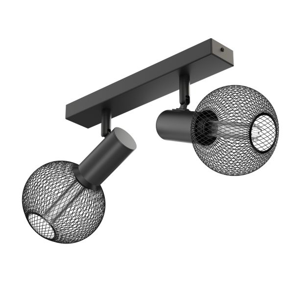 Vintage Decken-Leuchte FARE, Retro, schwarz, schwenkbar, 2-flammig, inkl. E27 LEDs, G120, extra warmweiß, je 4W, 220lm Blitzangebot