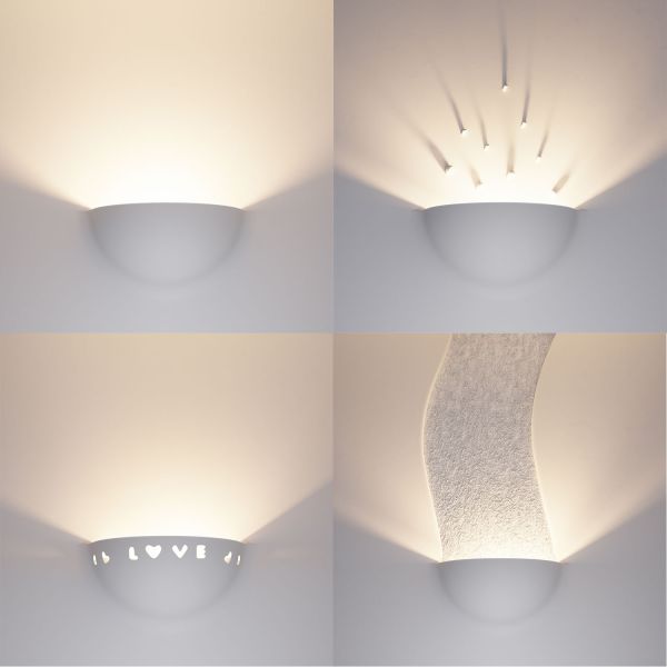 Gips Wandleuchte GIEDI DIY, Einbau, inkl. Smart Home RGBW E14 LED Lampe, 4,925W, 572lm Verkauf