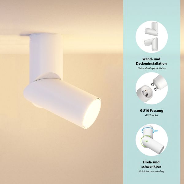 Deckenleuchte DAISI, weiß matt + Smart Home RGBW GU10 LED Lampe 473lm Hotsell