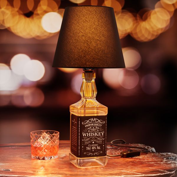 Tischlampe FLAKO, Schalter, Bakelit, Textilkabel, Lampenschirm, ohne Flasche, ohne Leuchtmittel (Farbe, Leuchtmittel wählbar) Osterangebot