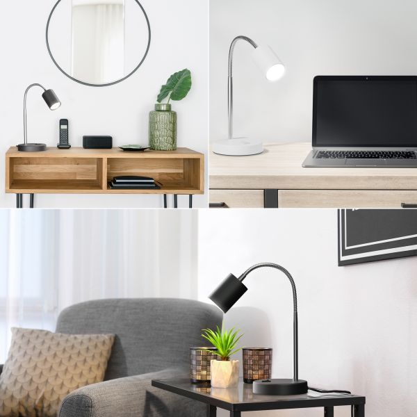 Tischleuchte WAIKA mit Schwanenhals und Schalter, inkl. Smart Home RGBW GU10 LED Lampe, 5,41W, 473lm (Farbe wählbar) Sonderangebote