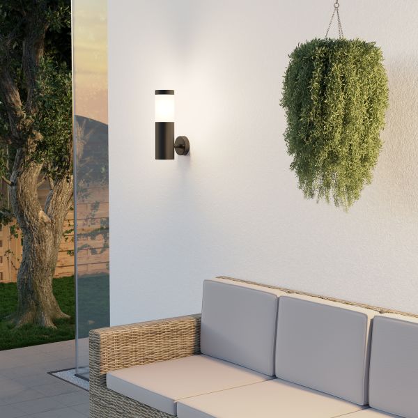 Wandleuchte PORU für außen, Edelstahl, rund + LED Smart Home RGBW Lampe, 892lm (Farbe wählbar) Tiefpreis
