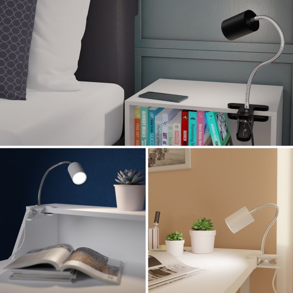 Klemmleuchte WAIKA mit Schwanenhals und Schalter, inkl. Smart Home RGBW GU10 LED Lampe, 5,41W, 473lm (Farbe wählbar) Bis zu 65% Rabatt