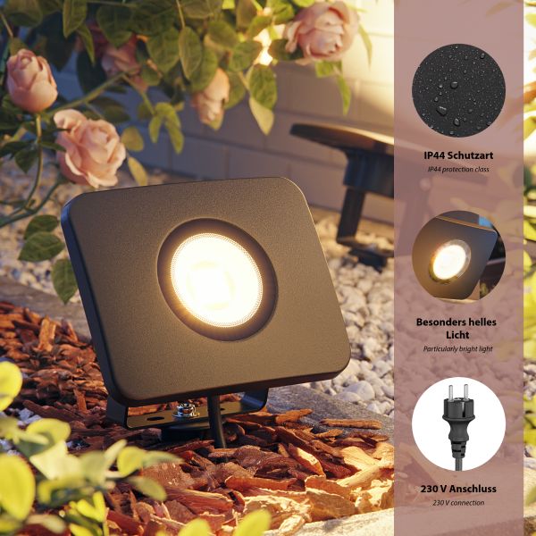 LED Gartenstrahler Wega mit Erdspieß für außen, schwarz, 28,005W, 2361lm, warm-weiß Bis zu 55% Rabatt