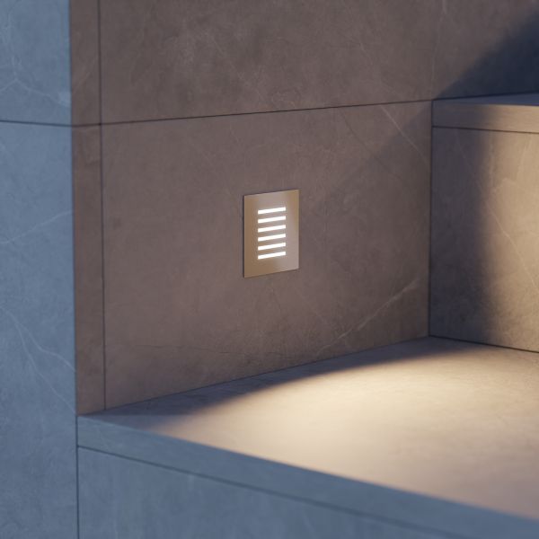 LED Treppenlicht / Wandeinbauleuchte FEX für innen und außen, Gitter, eckig, 85 x 85mm (Lichtfarbe wählbar) Speichern exportieren
