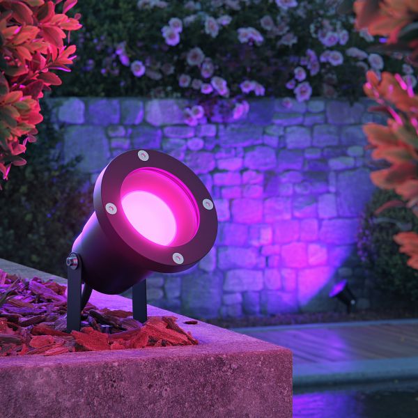 LED Gartenstrahler DUK Erdspieß für außen, Aluminium, IP65, inkl. Smart Home RGBW GU10 LED Lampe, 5,4W, 473lm (Farbe wählbar) 50% Rabatt für begrenzte Zeit