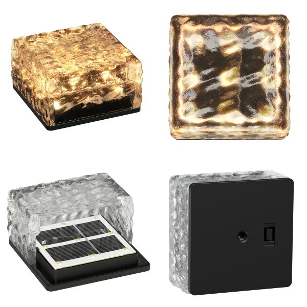 LED Solar-Pflasterstein Bodeneinbauleuchte BROSLO mit Erdspieß für außen, Glas, 10 x 10cm, warmweiß Online