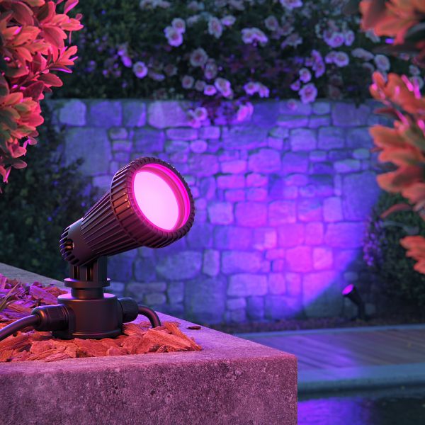 Gartenstrahler mit Erdspieß PIRK, für außen, IP44, schwarz, Stecker, inkl. Smart Home RGBW GU10 LEDs 473lm (Set, Mit Kabel wählbar) Saisonschlussverkauf