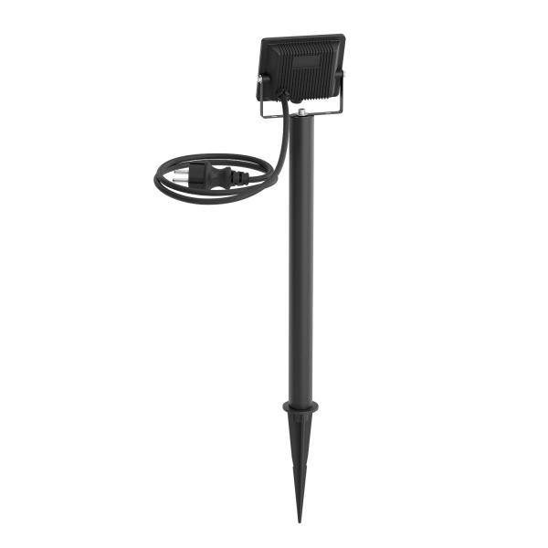LED Gartenstrahler FLIN mit Erdspieß, 40cm Sockel & Stecker für außen, schwarz, Scheinwerfer, IP66 wasserfest, 10,93W 837lm warm-weiß Black Friday