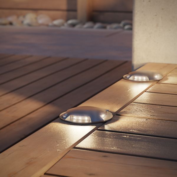LED Boden-Aufbau-Leuchte Bunda 4-Beam, mit Dämmerungssensor, befahrbar (Farbe, Lichtfarbe, Set wählbar) Osterangebot