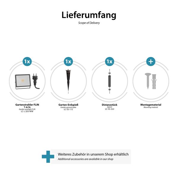 LED Gartenstrahler FLIN mit Erdspieß, 15cm Sockel & Stecker für außen, schwarz, Scheinwerfer, IP66 wasserfest, 10,93W 837lm warm-weiß Top Angebot