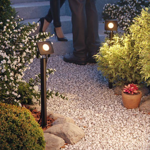LED Gartenstrahler Wega mit Erdspieß und 40cm Sockel für außen, schwarz, 9,46W (Lichtfarbe wählbar) Räumungsverkauf