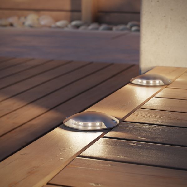 LED Boden-Aufbau-Leuchte Bunda 2-Beam, mit Dämmerungssensor, befahrbar (Farbe, Lichtfarbe, Set wählbar) Super Sparpreis