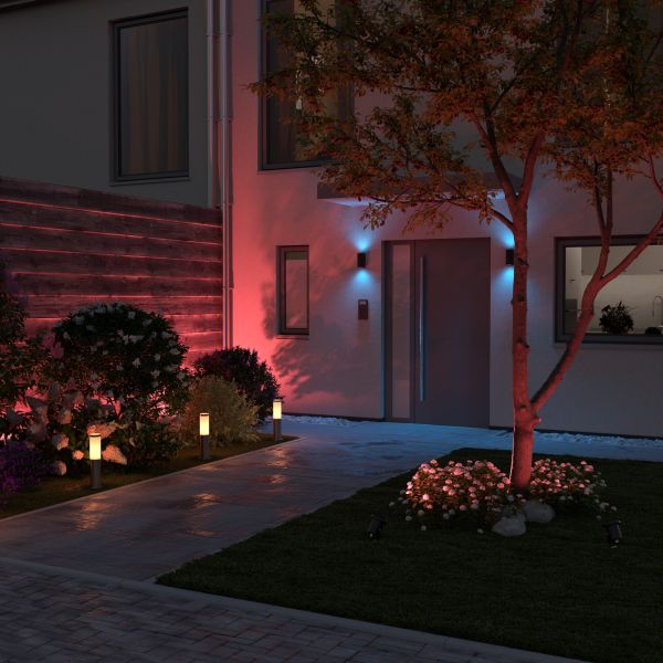 Wandleuchte ALSE Up- & Downlight für außen, Aluminium, rund, inkl. 2 Smart Home RGBW GU10 LED Lampen, je 10,82W, je 473lm (Farbe wählbar) Wochenangebot