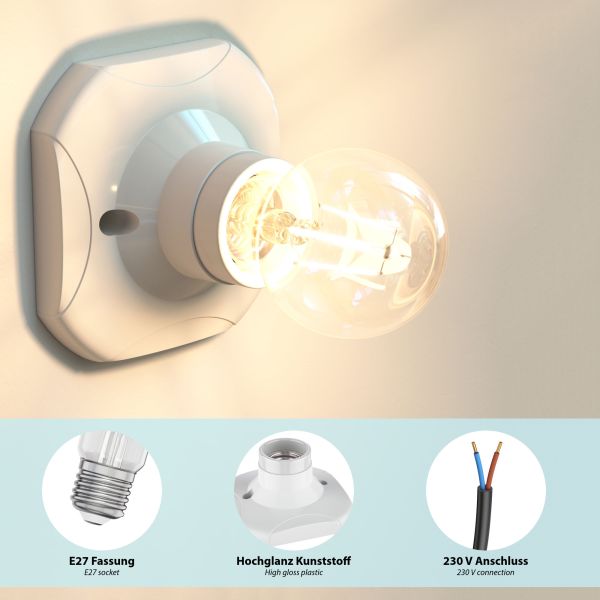 Wand-Leuchte Elektra, eckig, mit Schwanenhals zweiflammig, inkl. 2 E27 LED Lampen warm-weiß, je 1600lm Bis zu 65% Rabatt