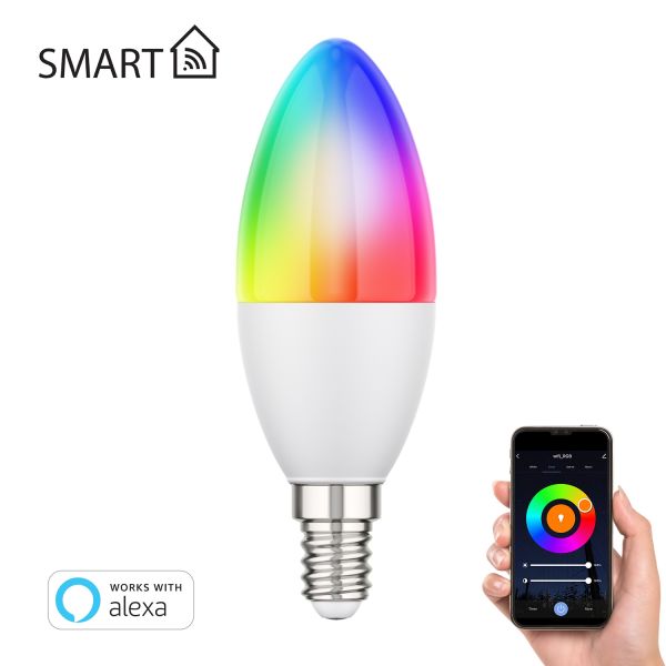Wand-Leuchte LUPI mit Schalter, einflammig, inkl. Smart Home RGBW E14 LED Lampe, 4,925W, 572lm Online