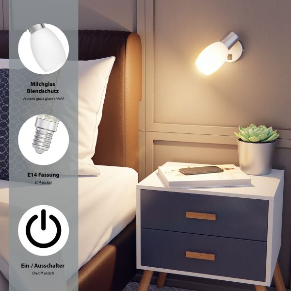 Wand-Leuchte LUPI mit Schalter, einflammig, inkl. Smart Home RGBW E14 LED Lampe, 4,925W, 572lm Online