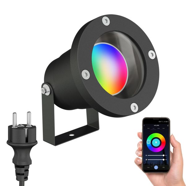 LED Gartenstrahler DUK für außen, Aluminium, IP65, inkl. Smart Home RGBW GU10 LED Lampe, 5,41W, 473lm (Farbe wählbar) Lagerräumung