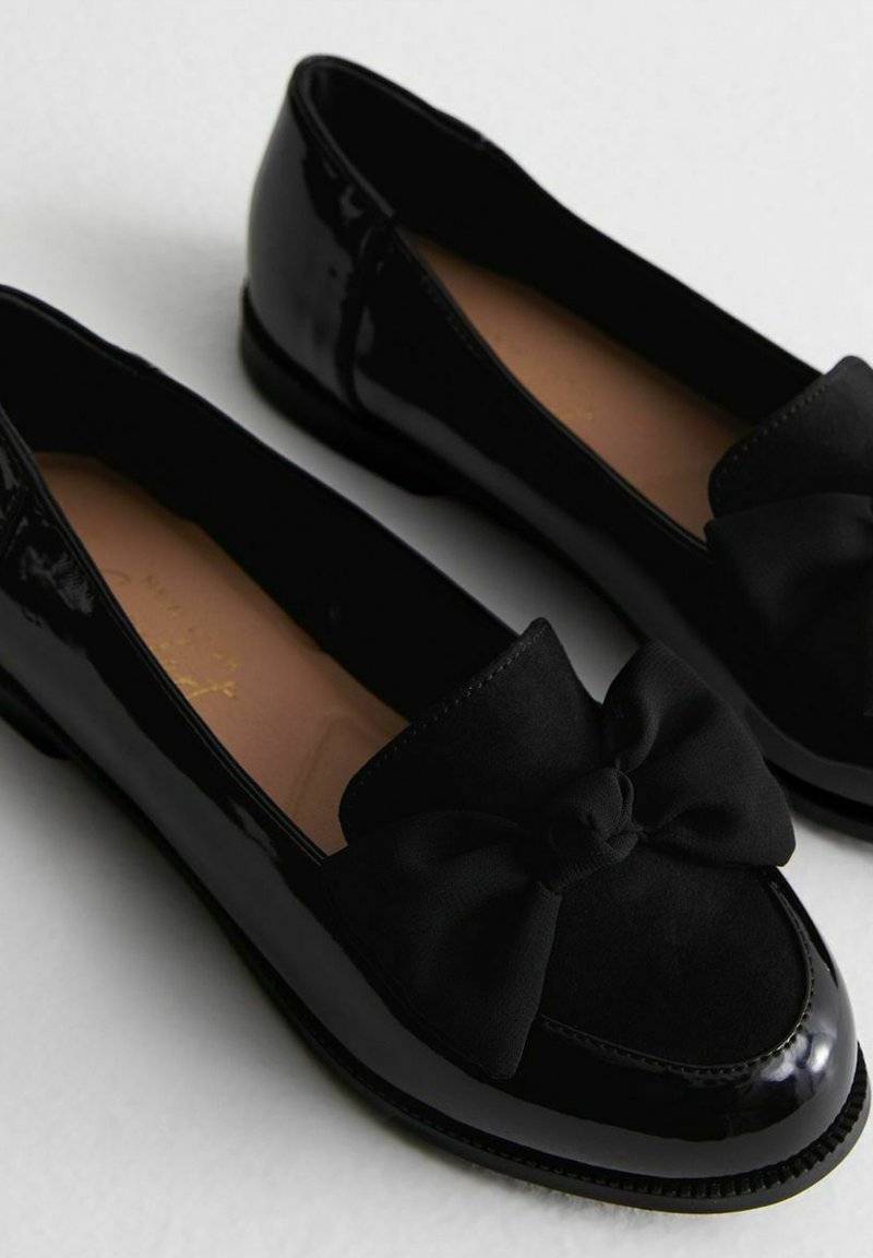New Look Wide Fit New Look Wide Fit COMFORT WIDE FIT BOW FRONT - Slip-ons - black Lagerräumung