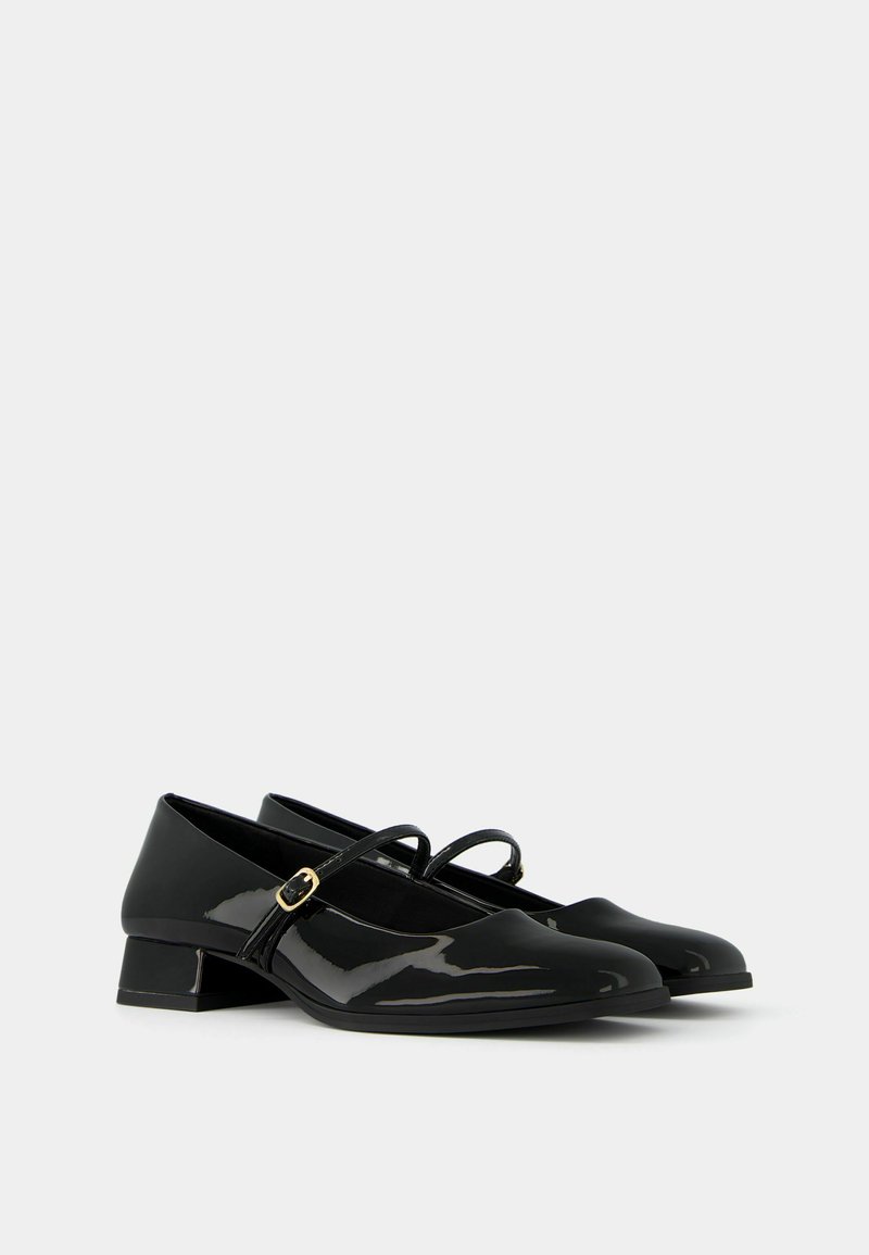 Bershka Bershka BLOCK-HEEL MARY JANES - Ankle strap ballet pumps - black Zeitlich begrenztes Angebot
