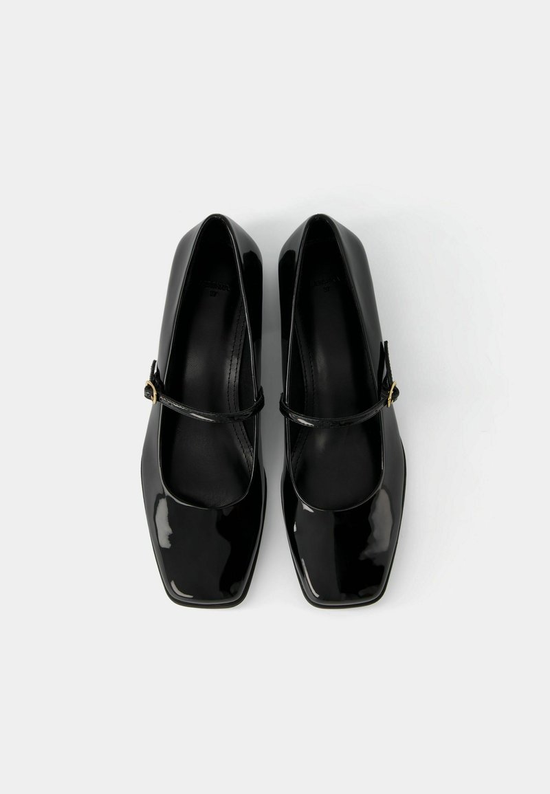 Bershka Bershka BLOCK-HEEL MARY JANES - Ankle strap ballet pumps - black Zeitlich begrenztes Angebot