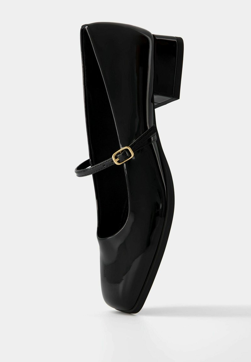 Bershka Bershka BLOCK-HEEL MARY JANES - Ankle strap ballet pumps - black Zeitlich begrenztes Angebot