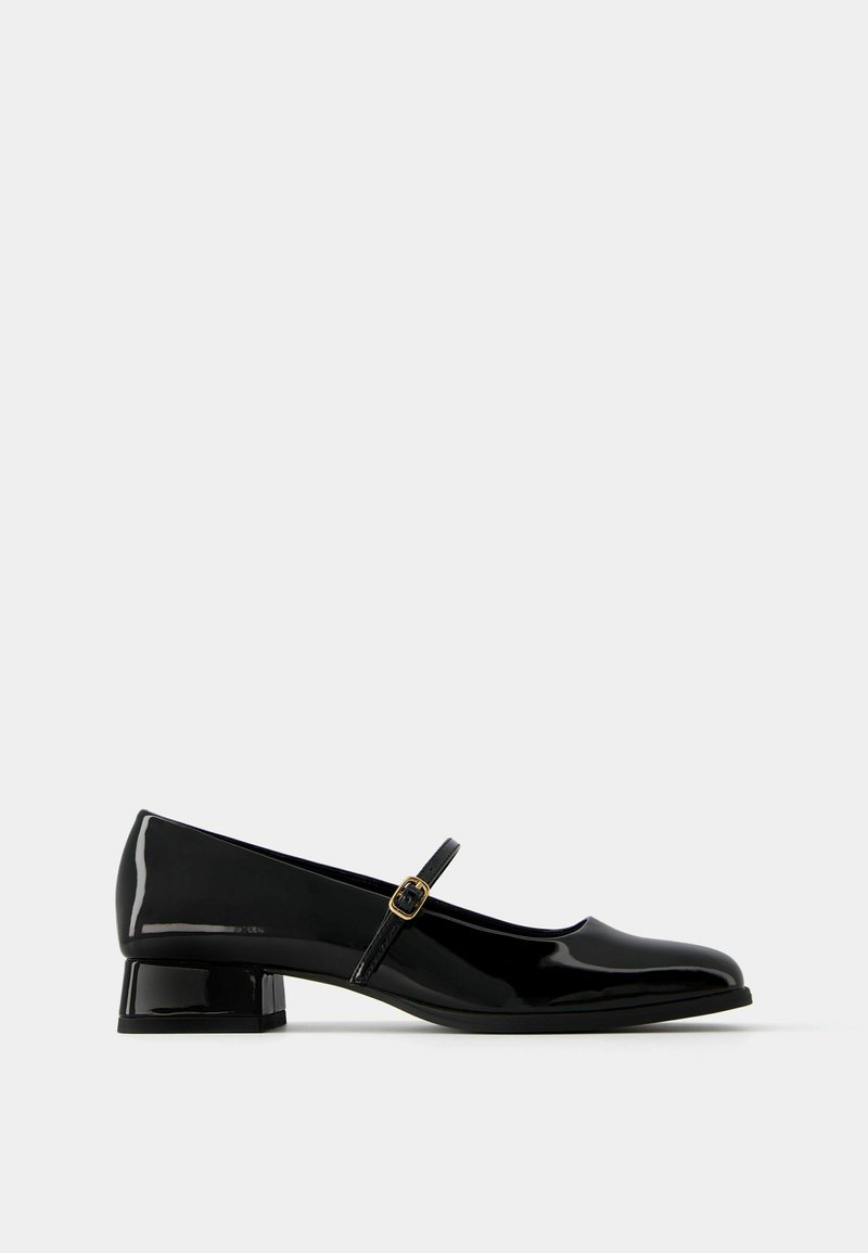 Bershka Bershka BLOCK-HEEL MARY JANES - Ankle strap ballet pumps - black Zeitlich begrenztes Angebot